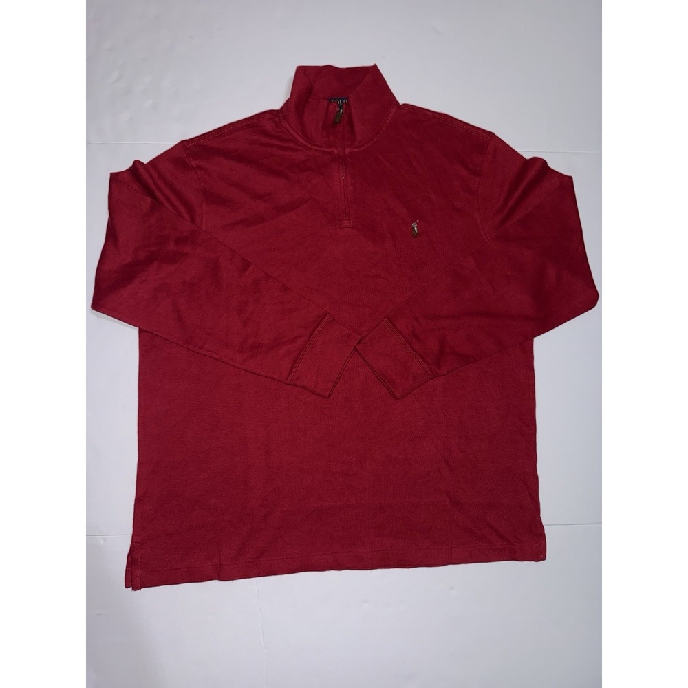 NWT POLO RALPH LAUREN Mens Red Estate Rib Quarter Zip XL Eaton Red